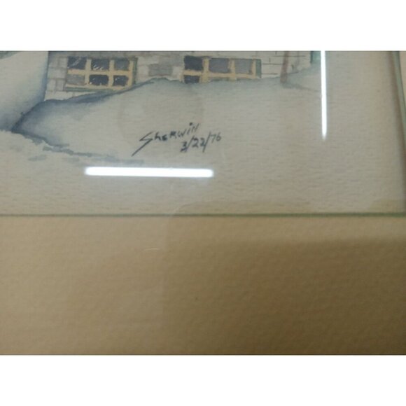 1976 Original Watercolour Winter House Scene Painting Signed Sherwin Art - Picture 3 of 3